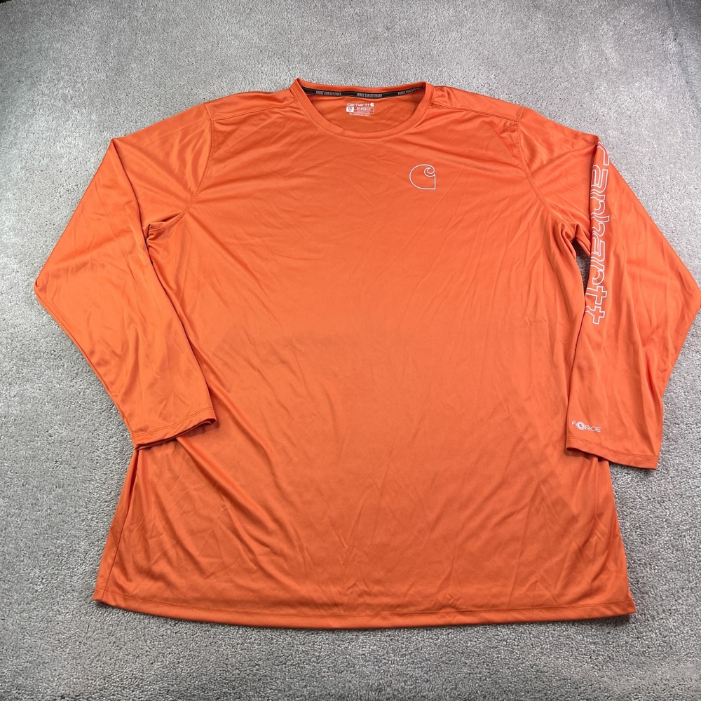 Carhartt Shirt Mens 3XL Tall Orange Relaxed Force Sun Defender Logo Graphic Tee